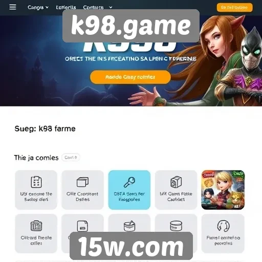 Visão geral das funcionalidades do site k98.game